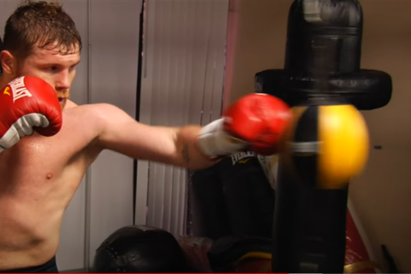 Canelo Alvarez doing a jab training at the gym