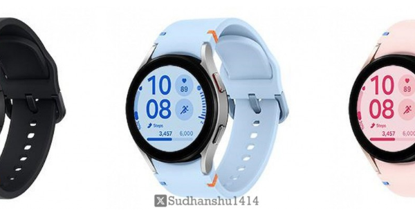 Samsung Galaxy Watch FE in black, light blue, and pink colours(front view)