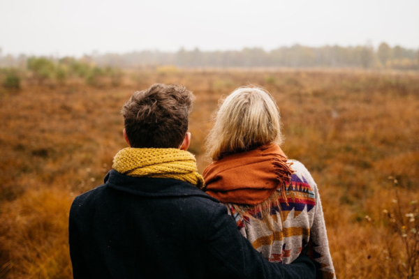 Senior couple enjoying the view of nature