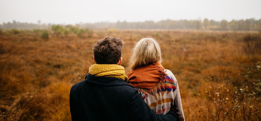 Senior couple enjoying the view of nature